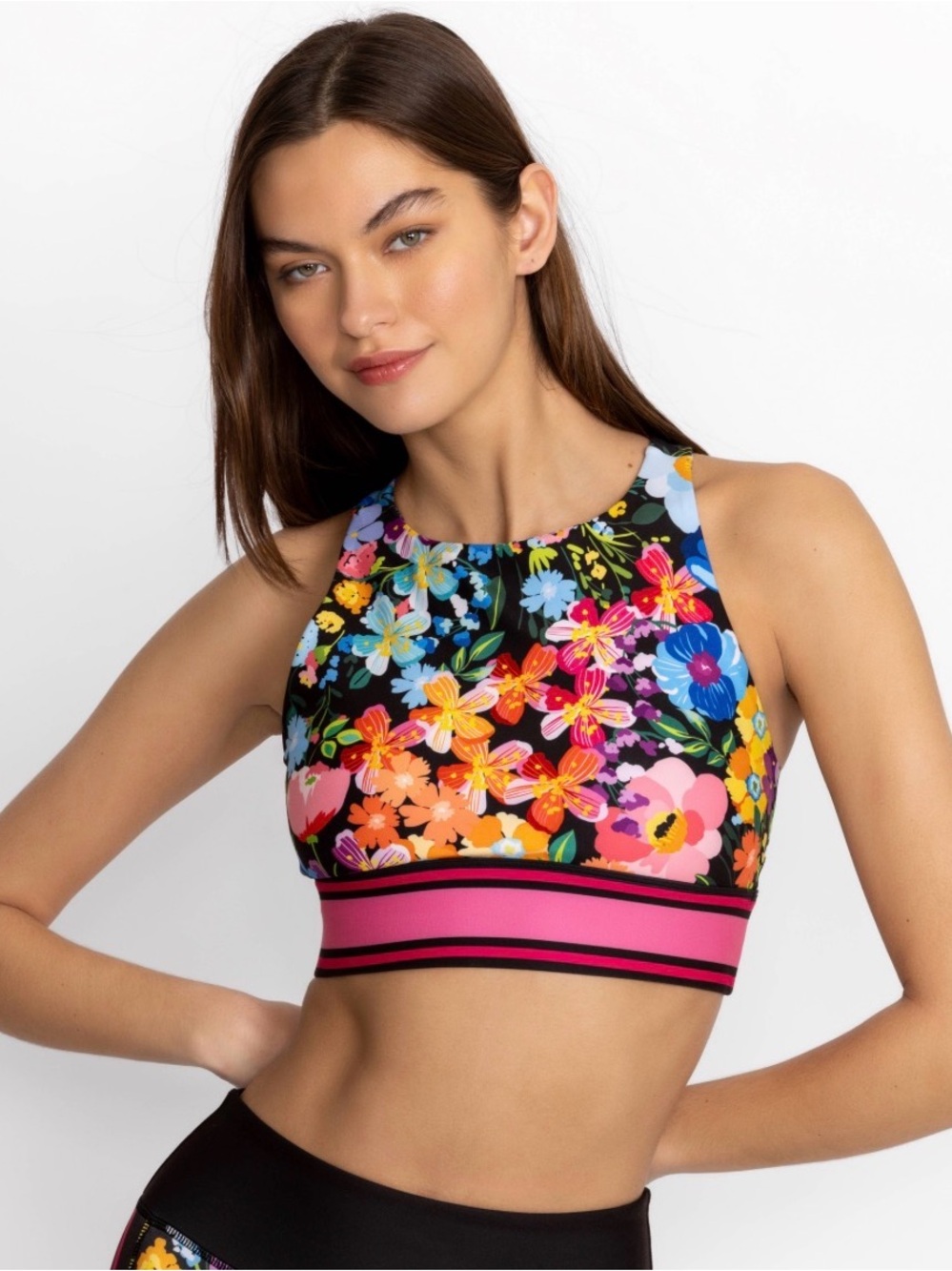Johnny Was Bee Active High Neck Reversible Sports Bra - Picture 2 of 6
